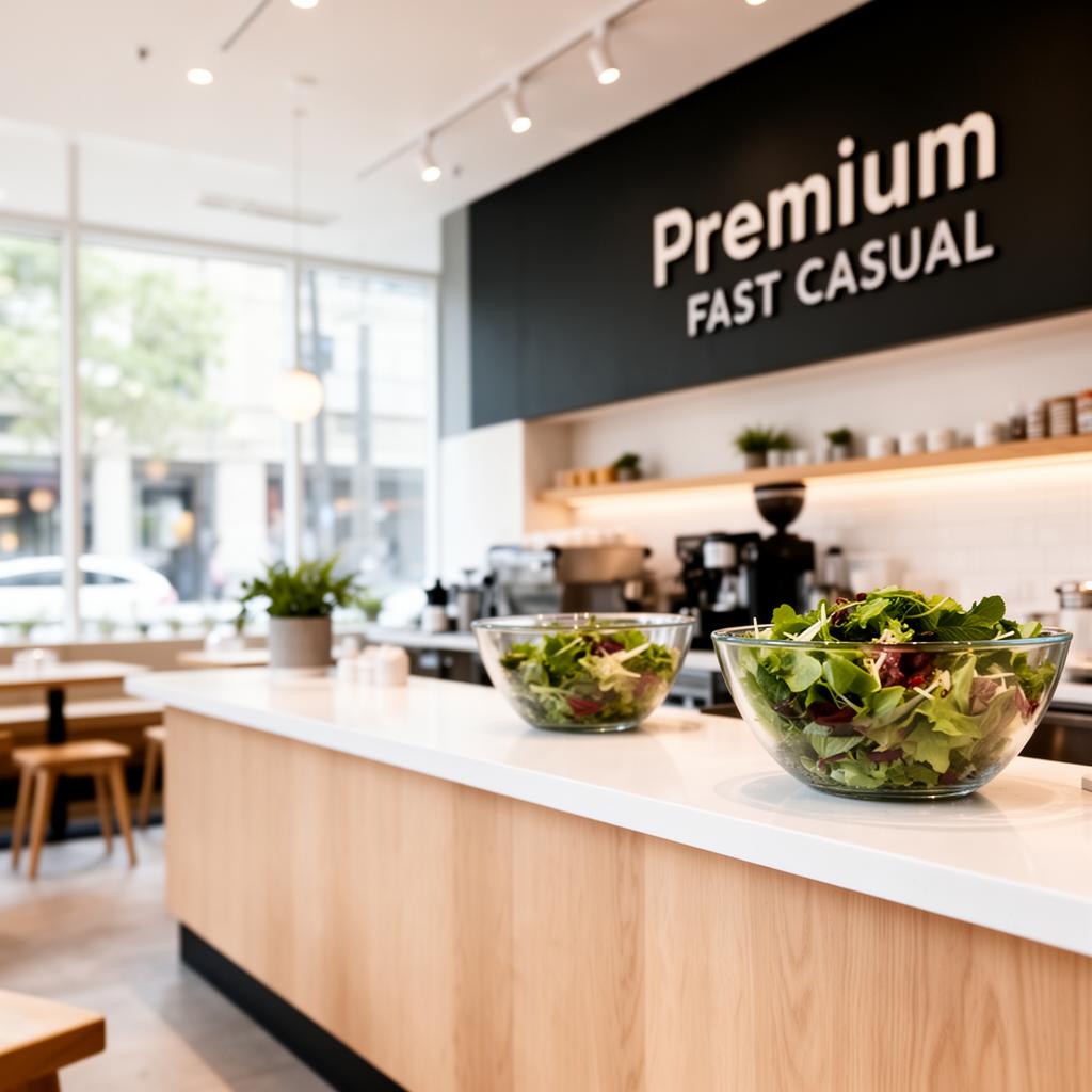 Bright modern premium fast-casual salad restaurant interior